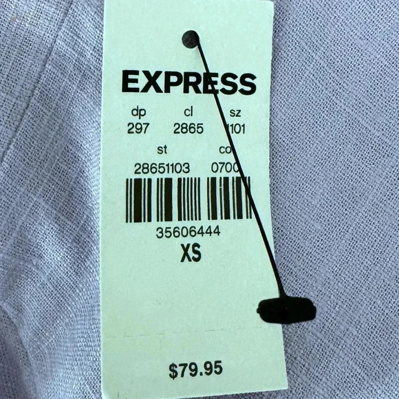 NWT Express Top Off The Shoulder Ruffle Corset Blouse Linen Blend Purple XS - Picture 8 of 11